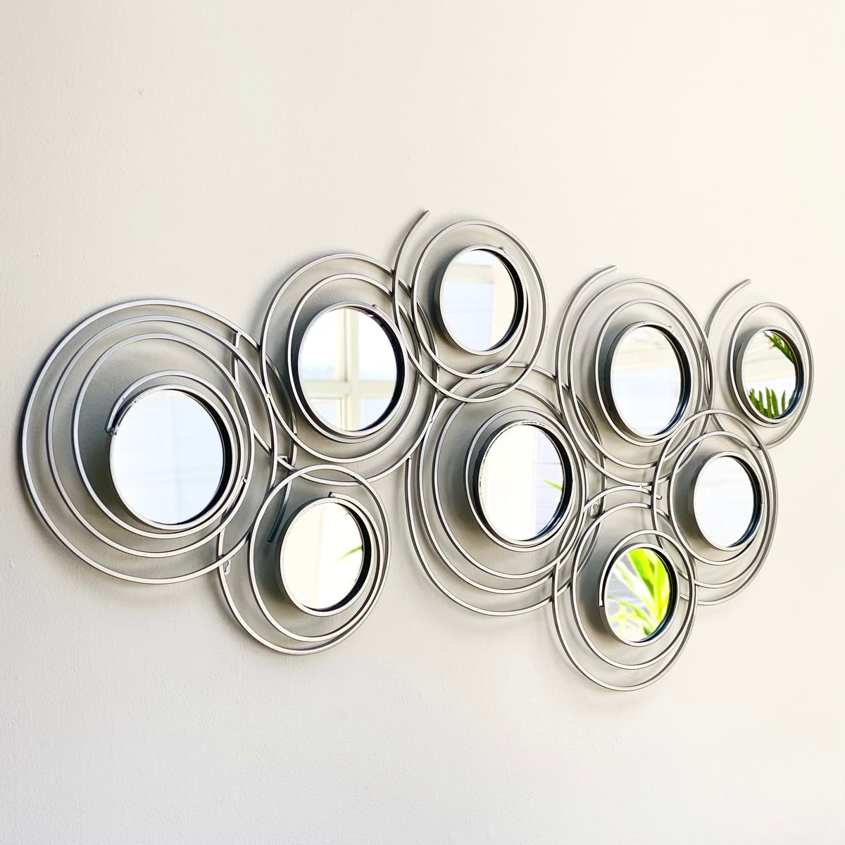 Multi Spiral Silver Mirror Metal Wall Art
