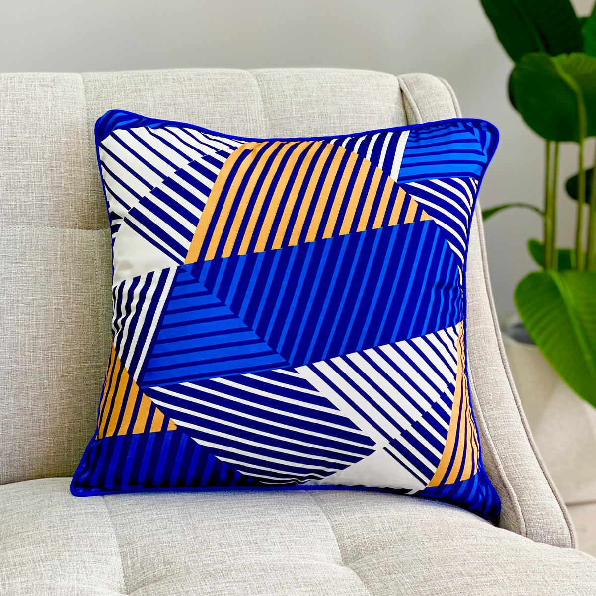 Electric Blue Geo Pillow