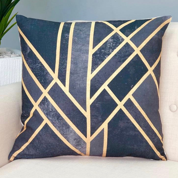 Abstract Gold & Black Lines Pillow
