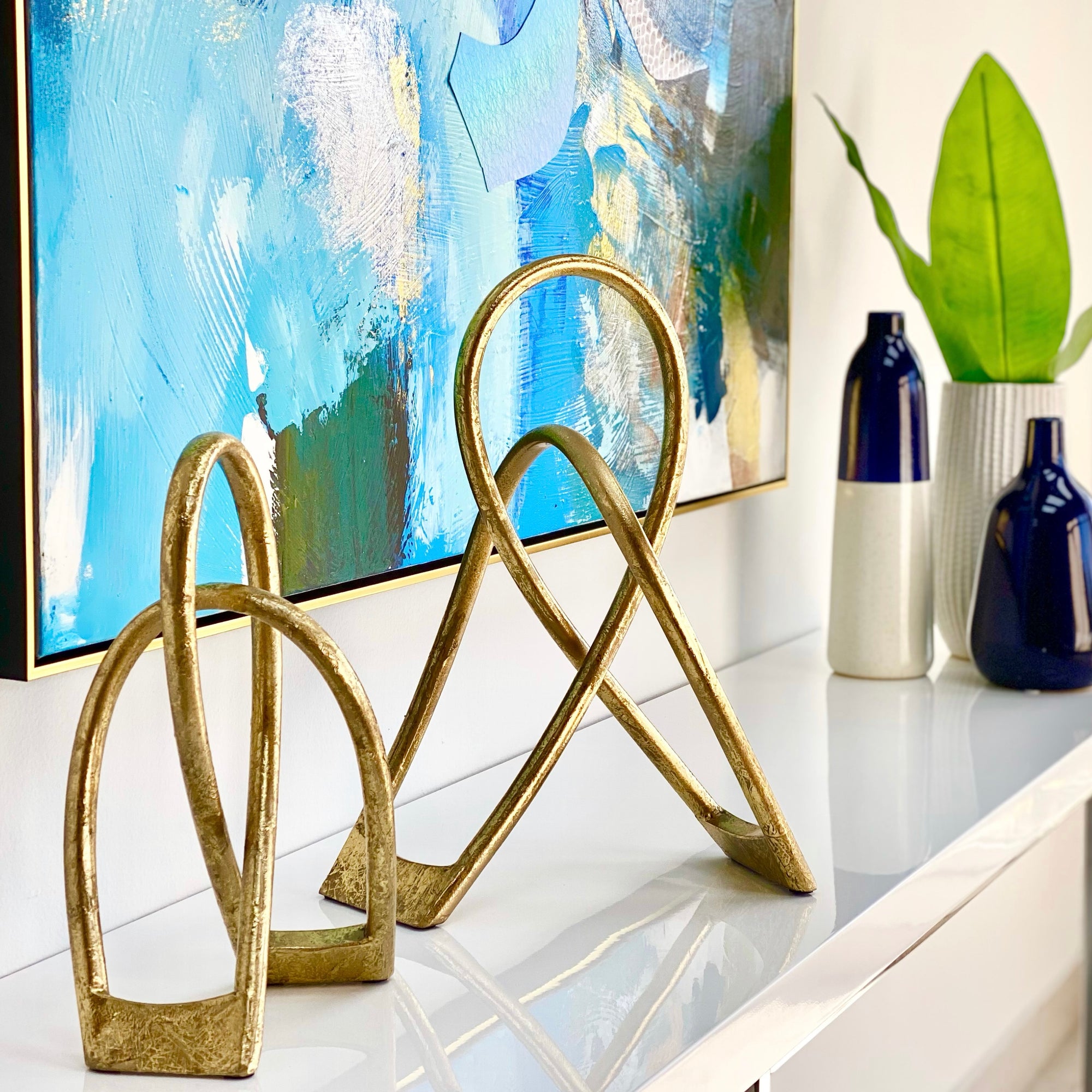 Metal Abstract Gold Decor Set of Two