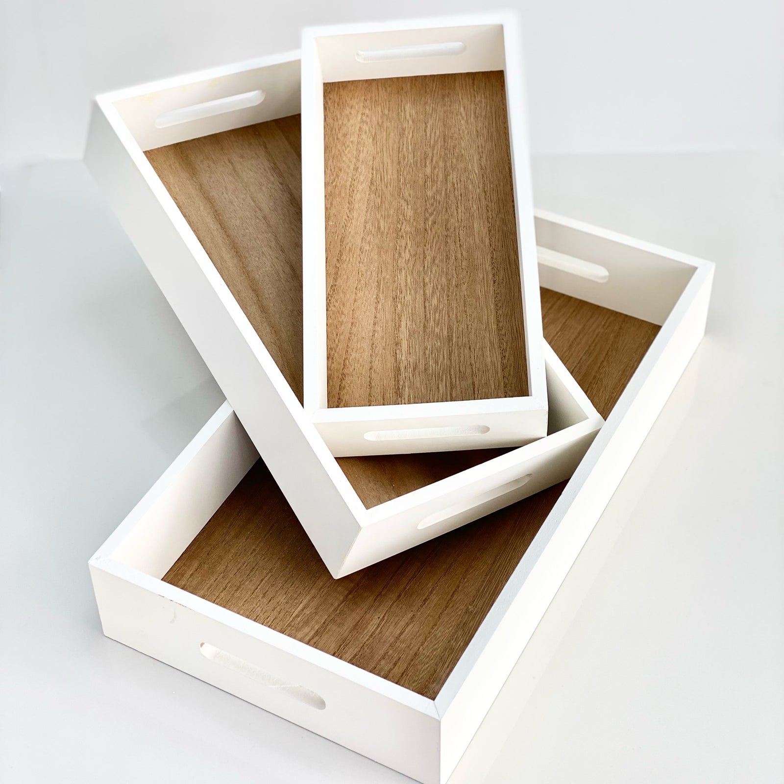 Rectangle Wooden White Tray