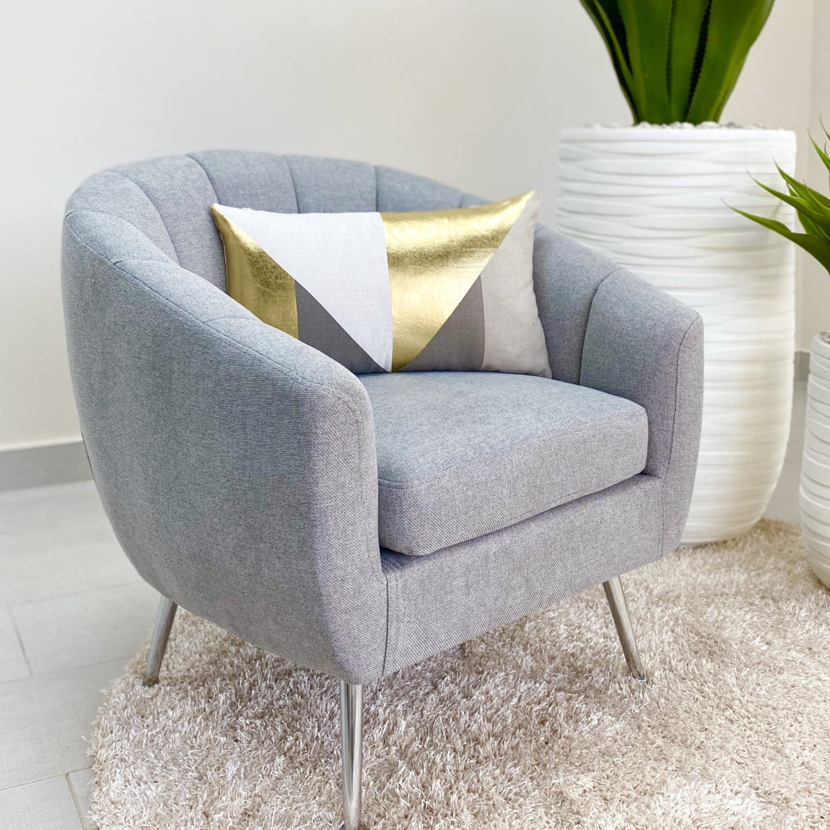 Arch Gray Fabric Chair Silver Legs