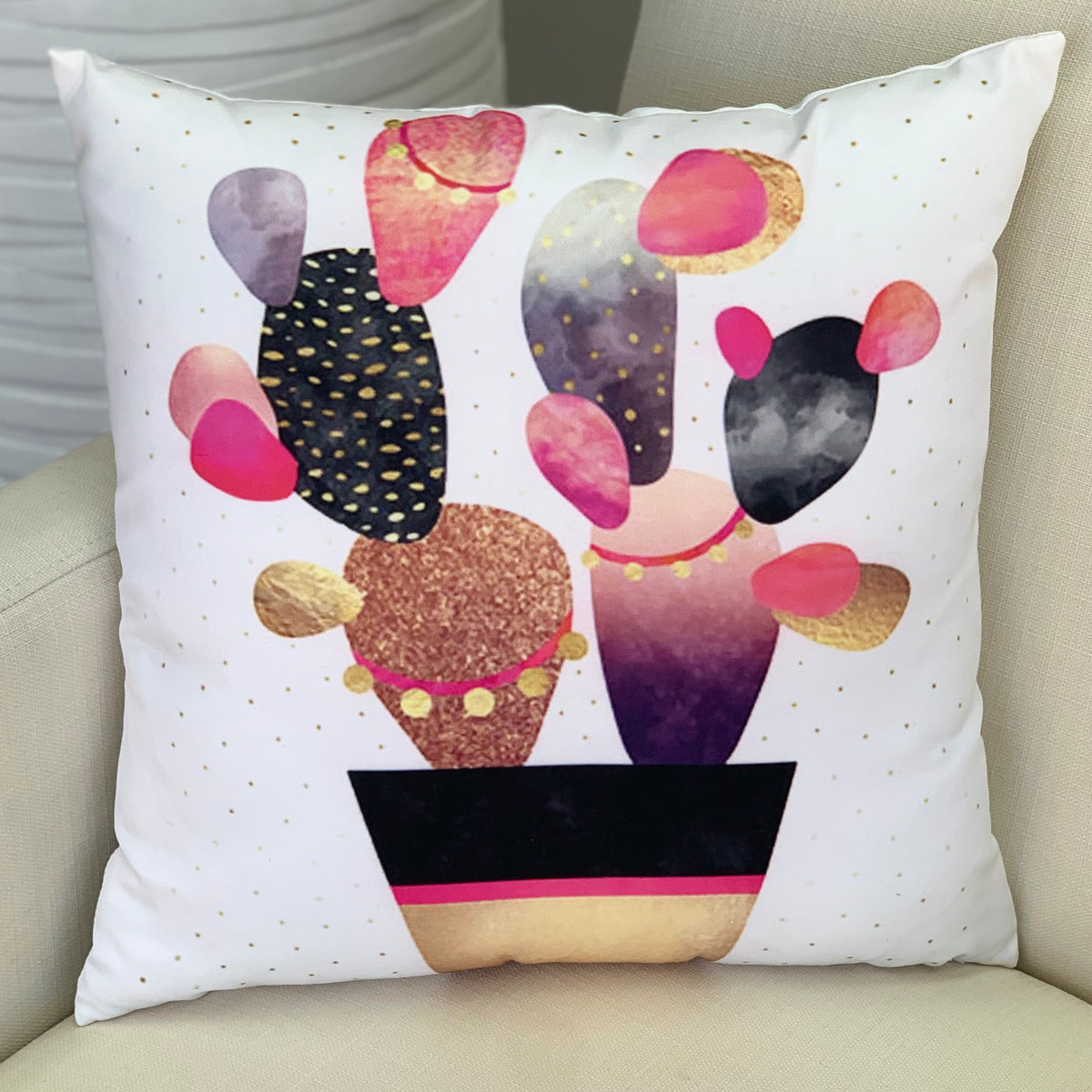Textured Cactus on Pot Padding Pillow