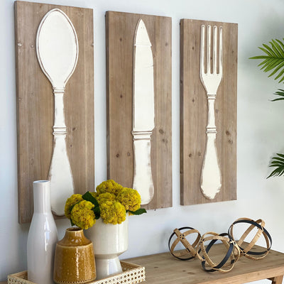 Knife Fork and Spoon Wood Wall Decor Set