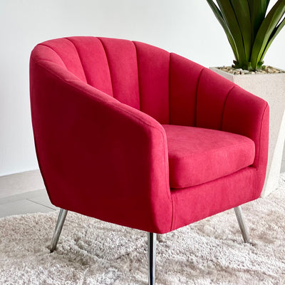 Arch Red Fabric Chair Silver Legs