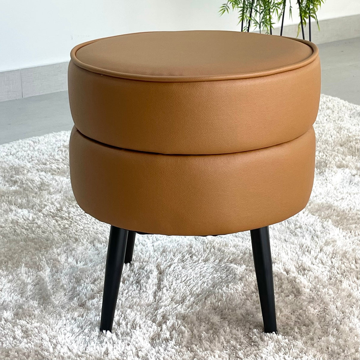 Faux Leather Camel Ottoman