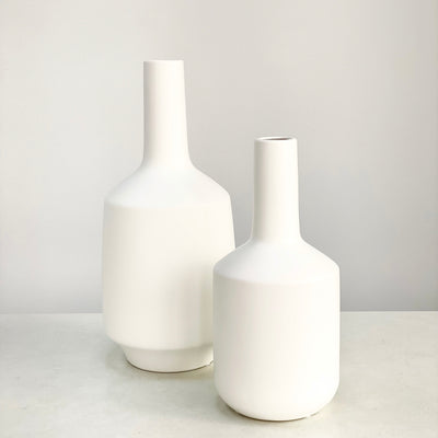 Porcelain Long Neck White Bottle Vase Small