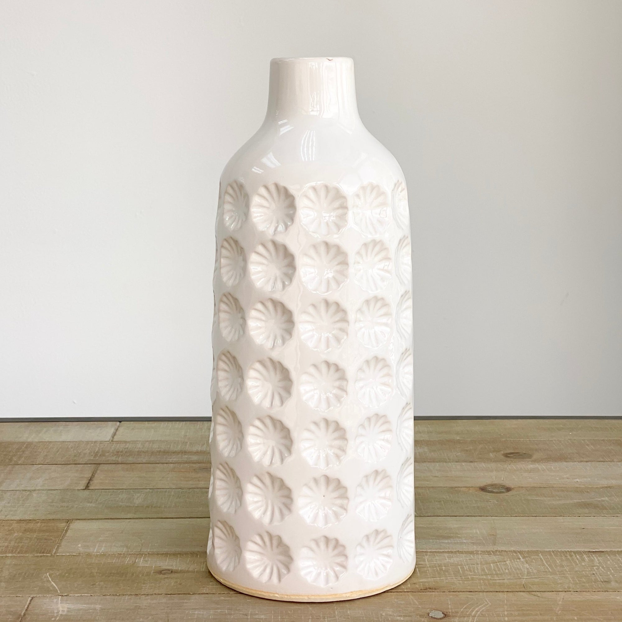 Ceramic Round White Bottle Vase