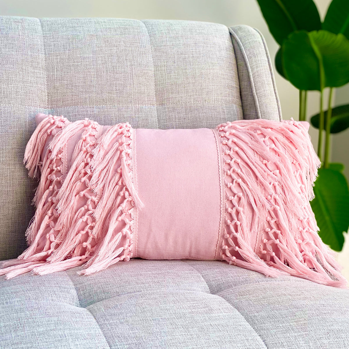 Bright Pink Cozy Braids Pillow
