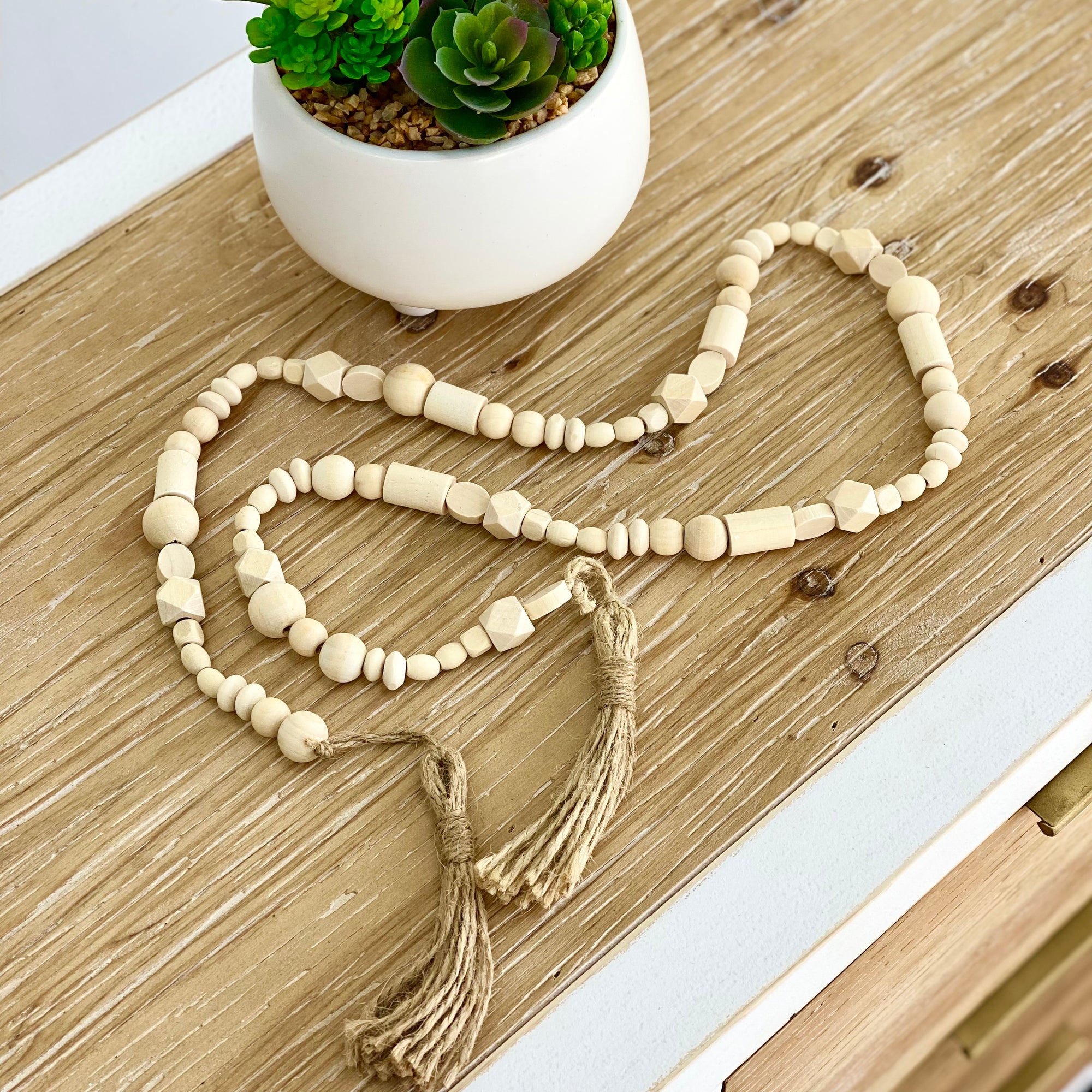 Wooden Geo Beads Garland With Tassels