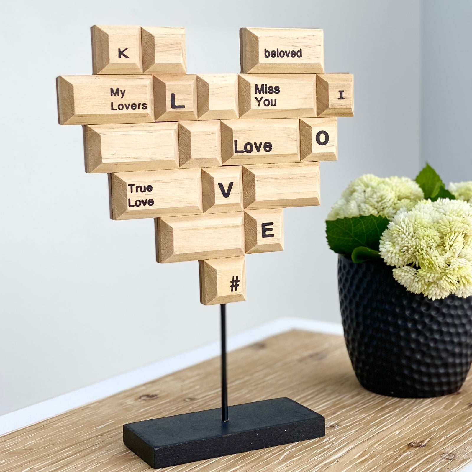 Keyboard Wooden Heart Decor
