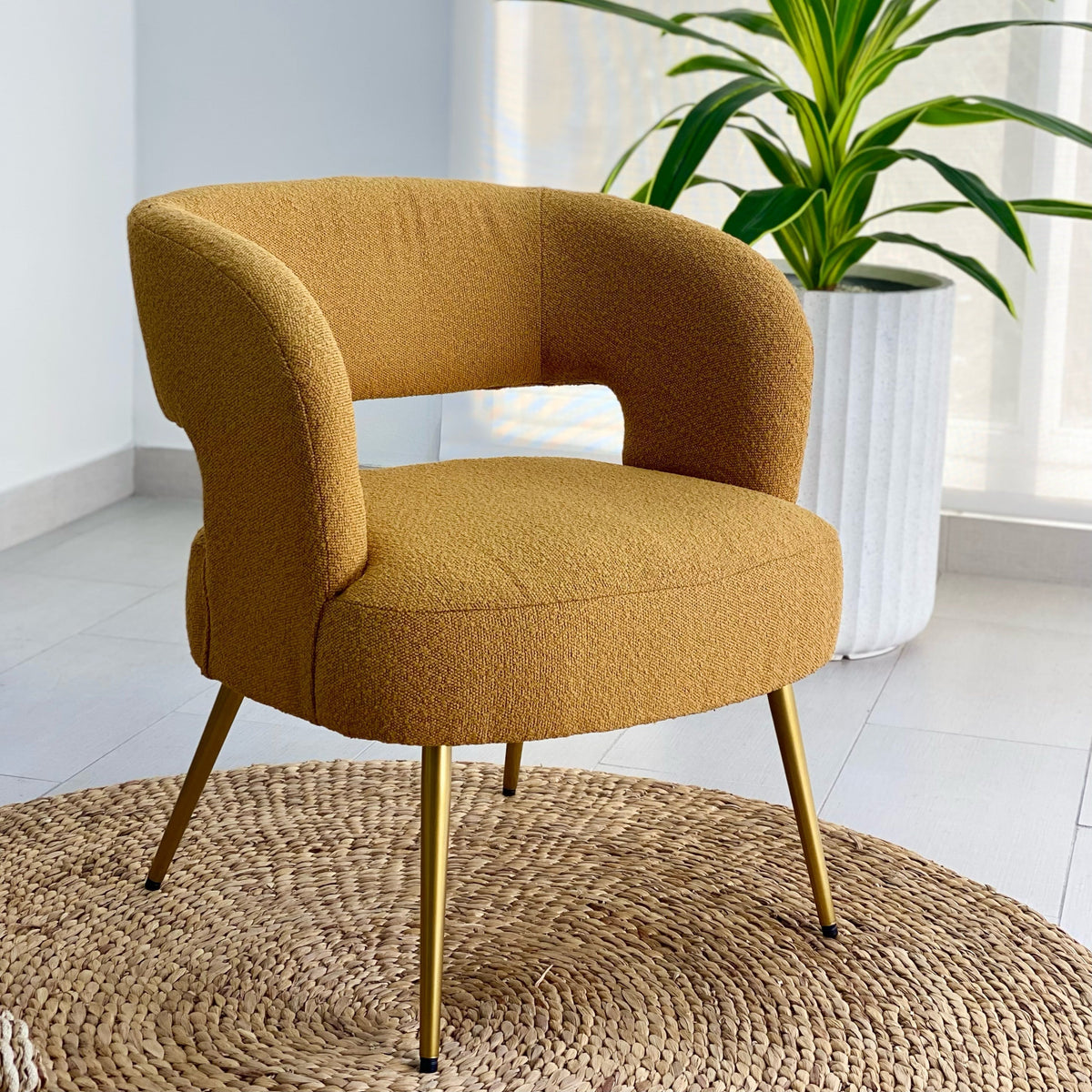 Mid-Century Ochre Terry Accent Chair