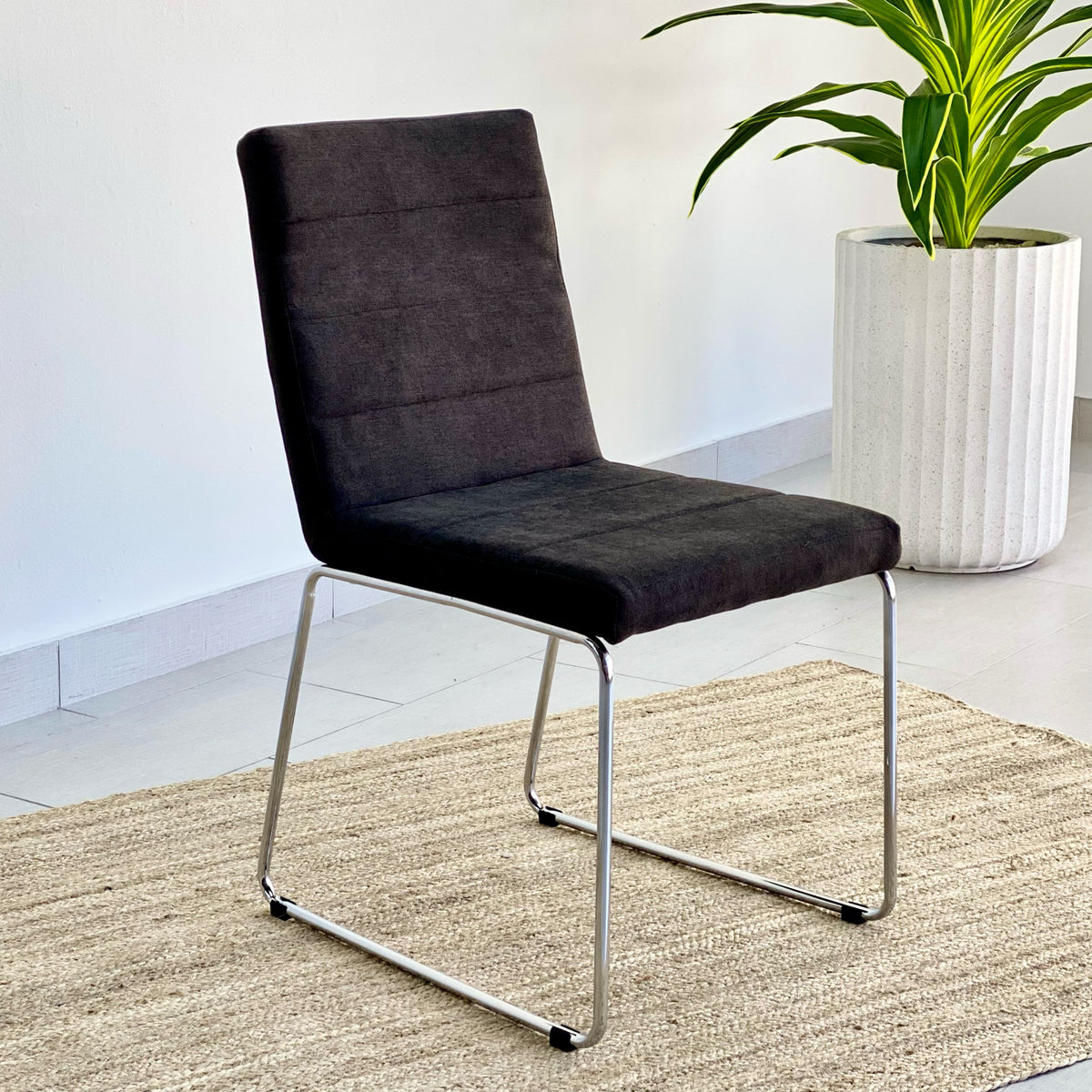 Crystal Black Fabric Dining Chair