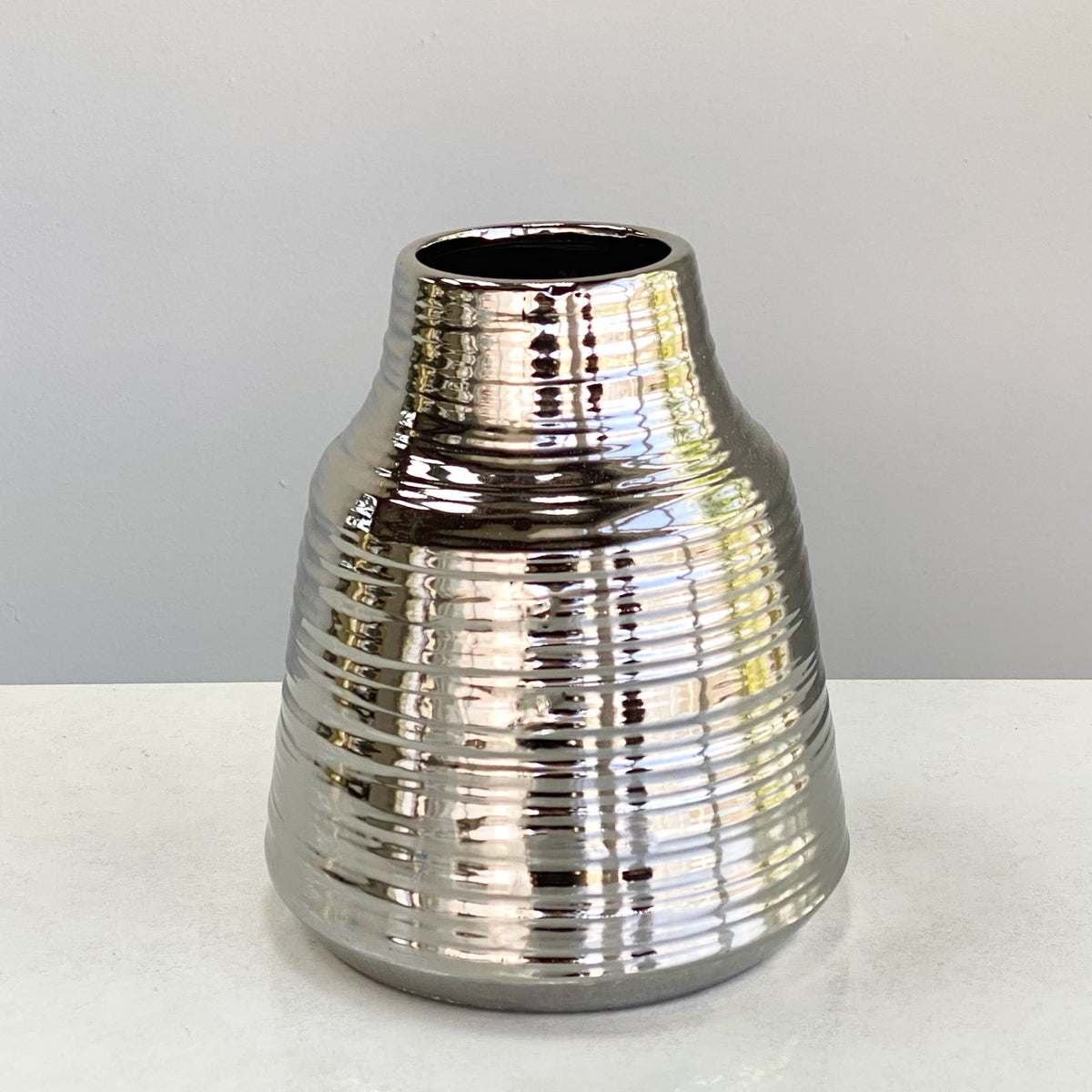 Broad Lips Silver Vase