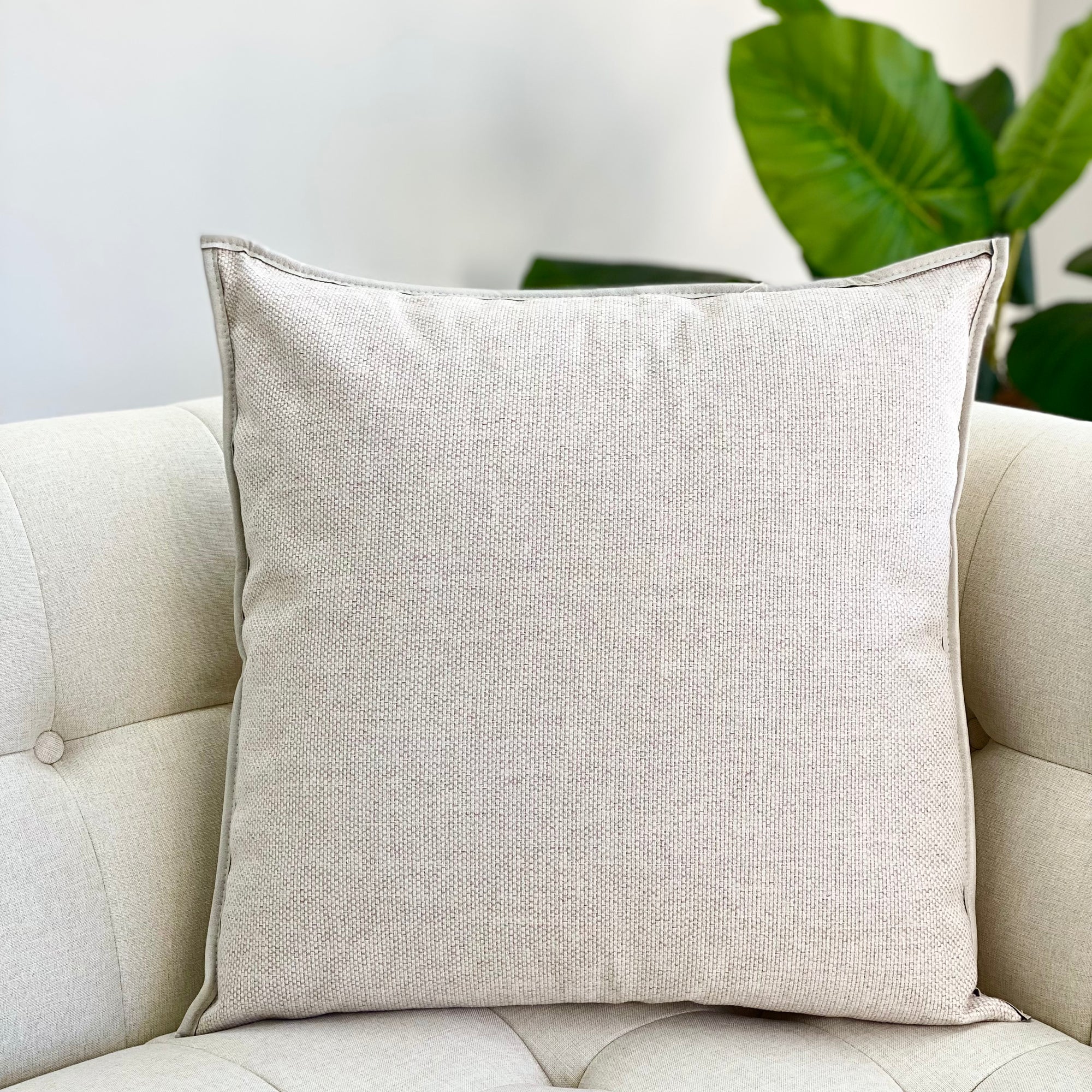 Pipping Ivory Solid Pillow