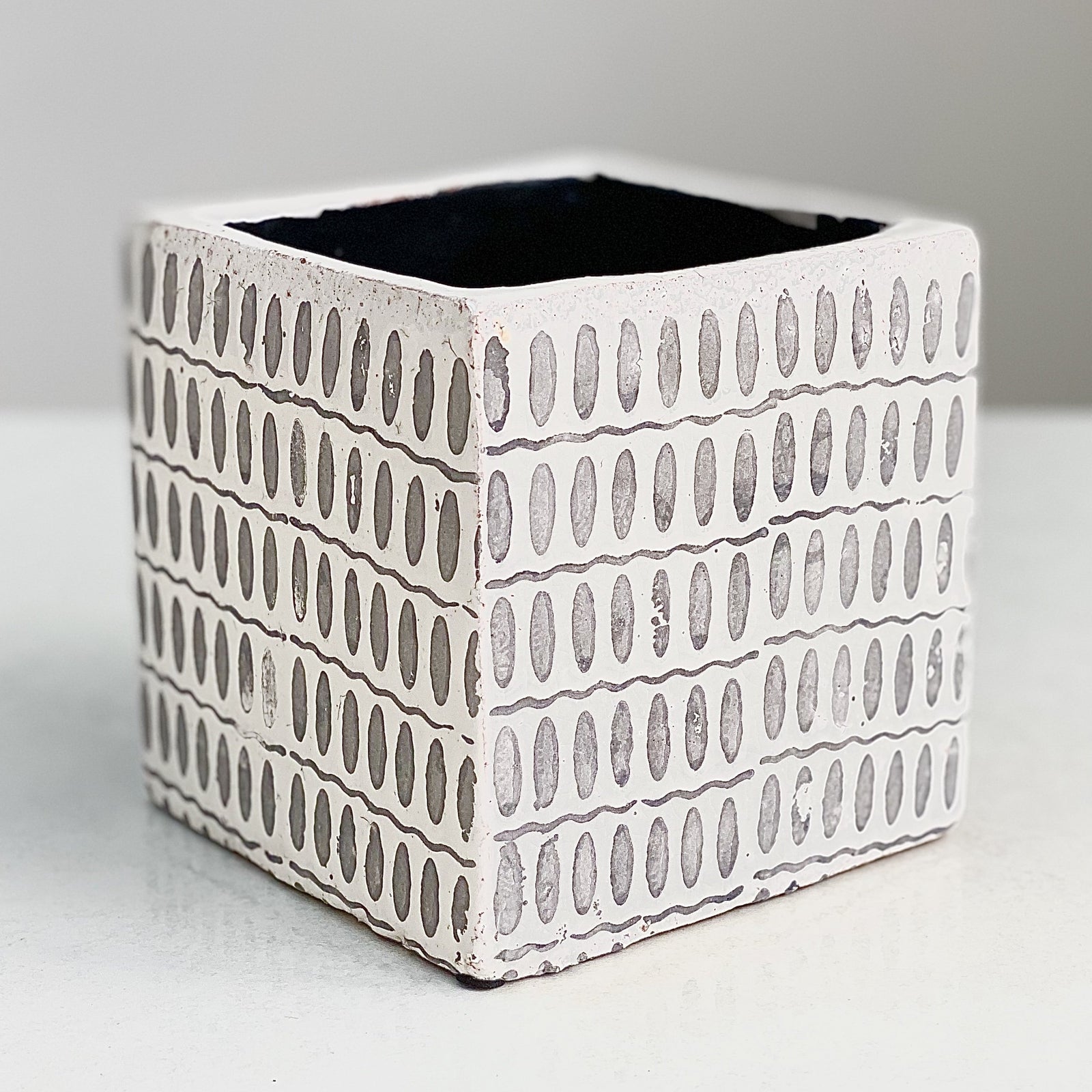 White and Gray Square Pot