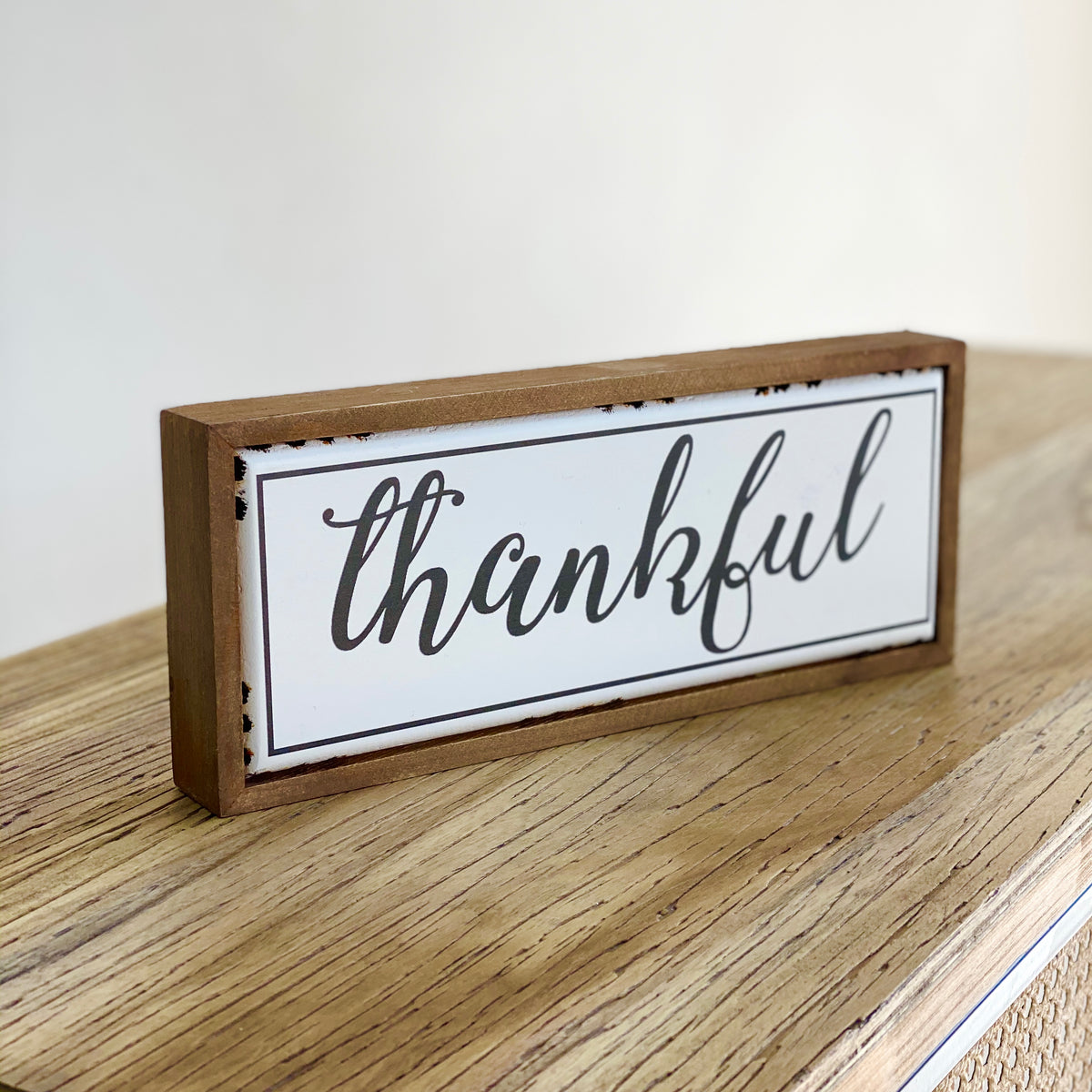 Thankful Wood and Metal Table Top Sign