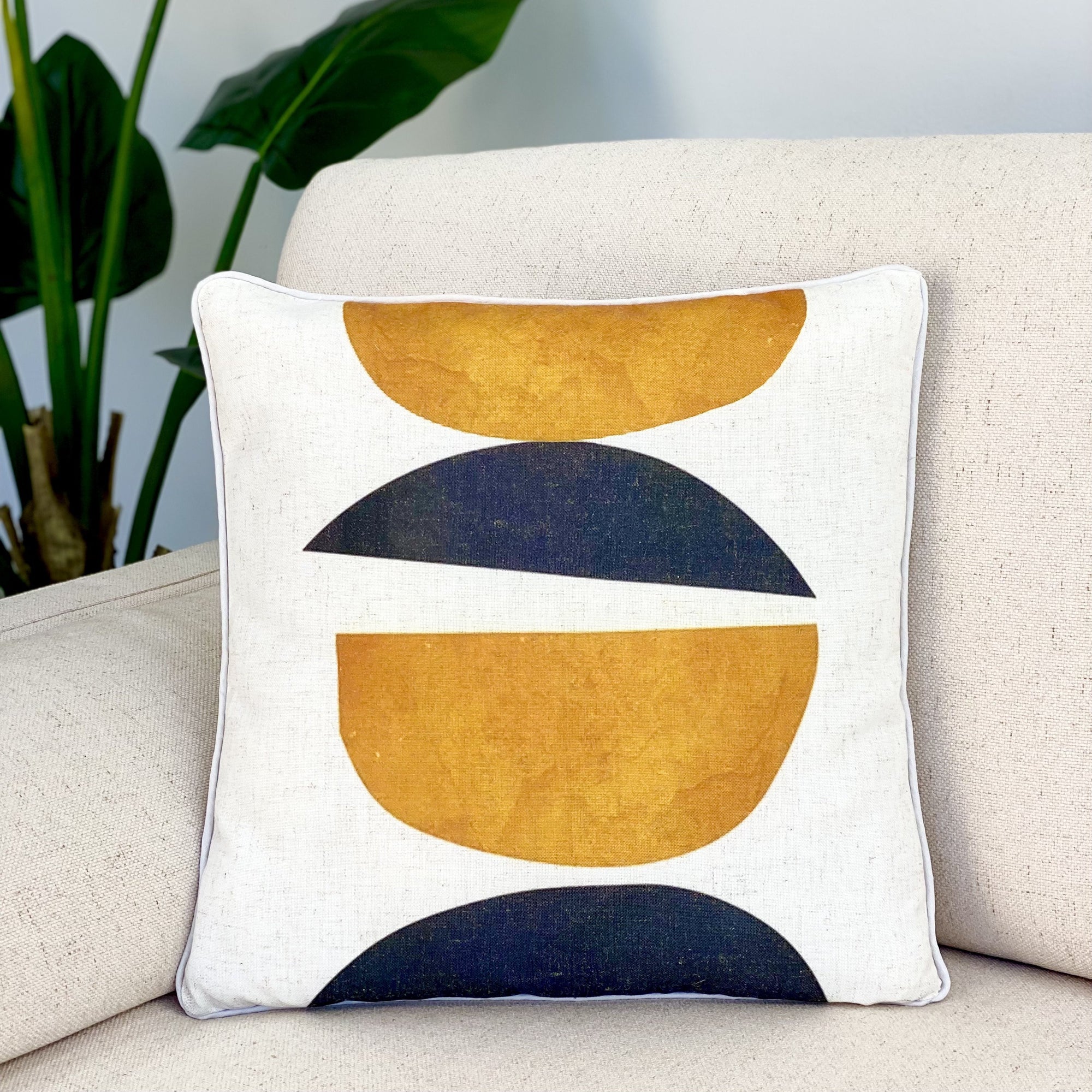 Slice Black and Yellow Abstract Printed Pillow