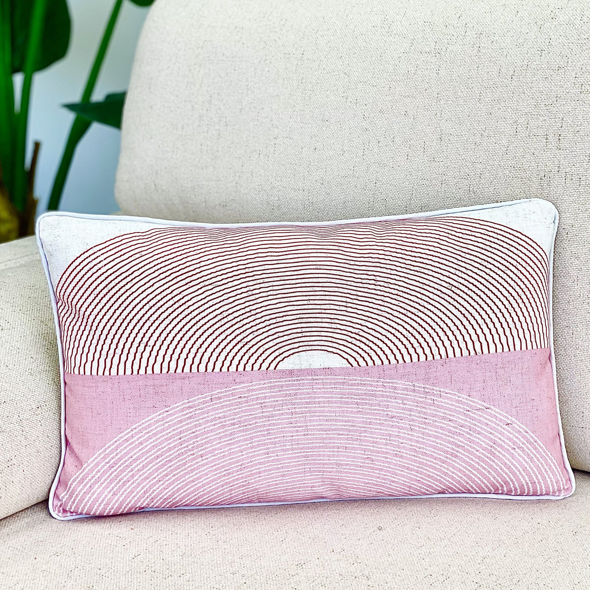 Pink Rainbow Long Abstract Printed Pillow