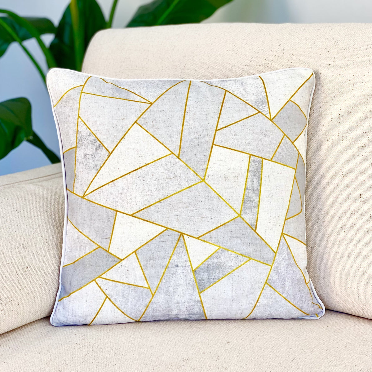 Crystal White Abstract Printed Pillow
