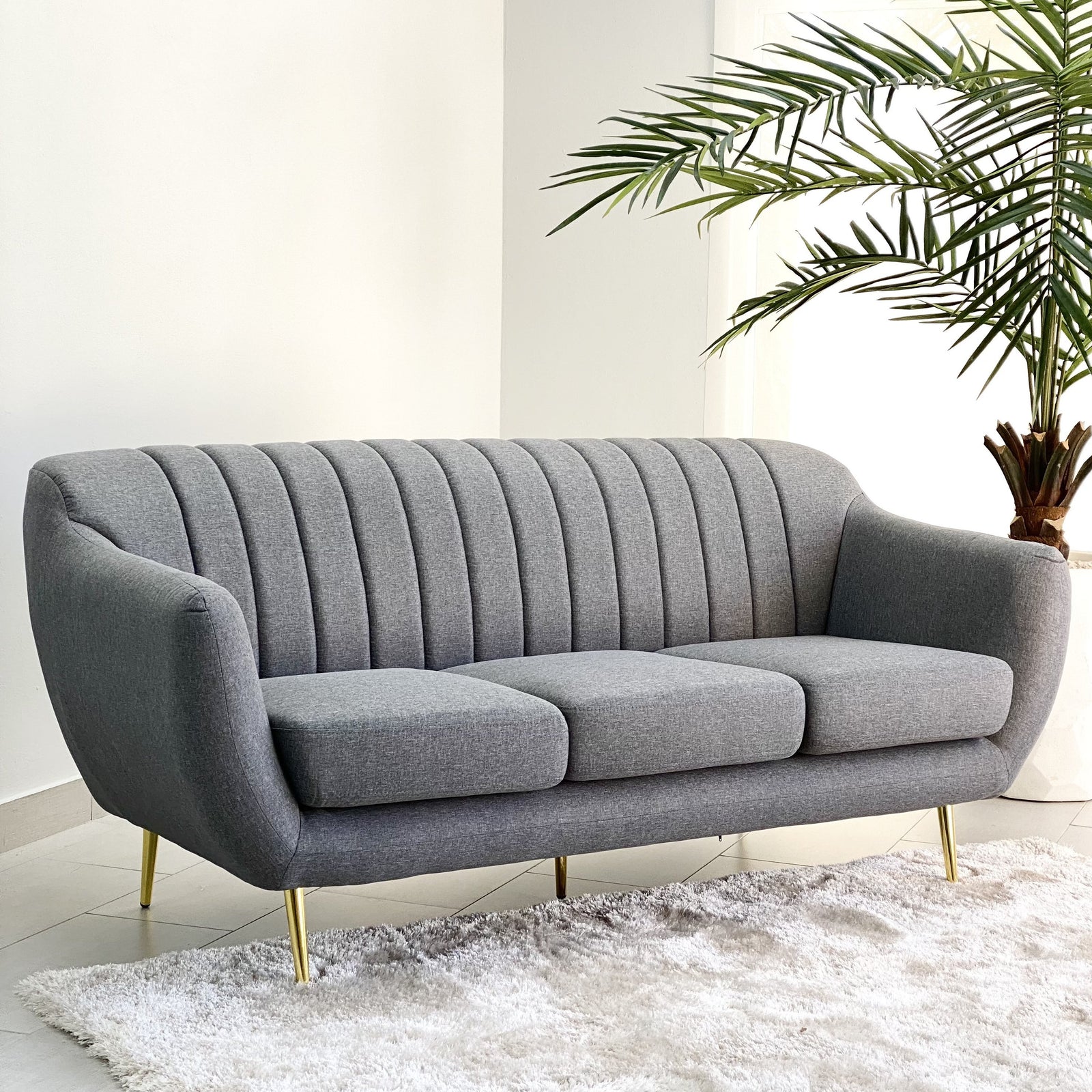 Harvest Gray Sofa Golden Legs