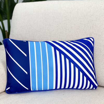 Bluish Lines Abstract Printed Pillow