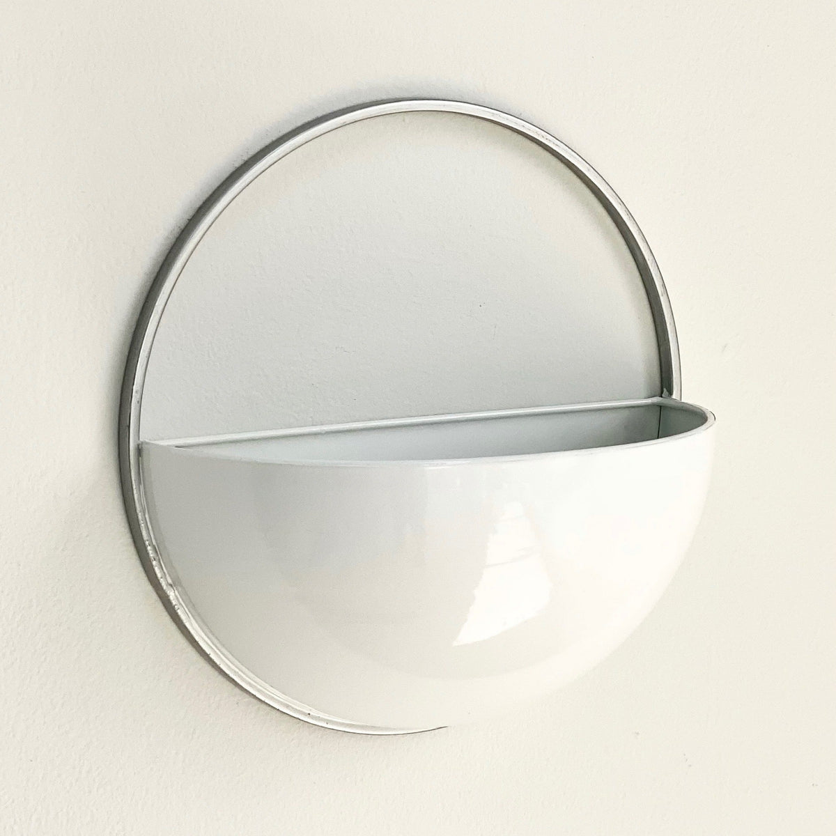 Round Silver Wall Planter