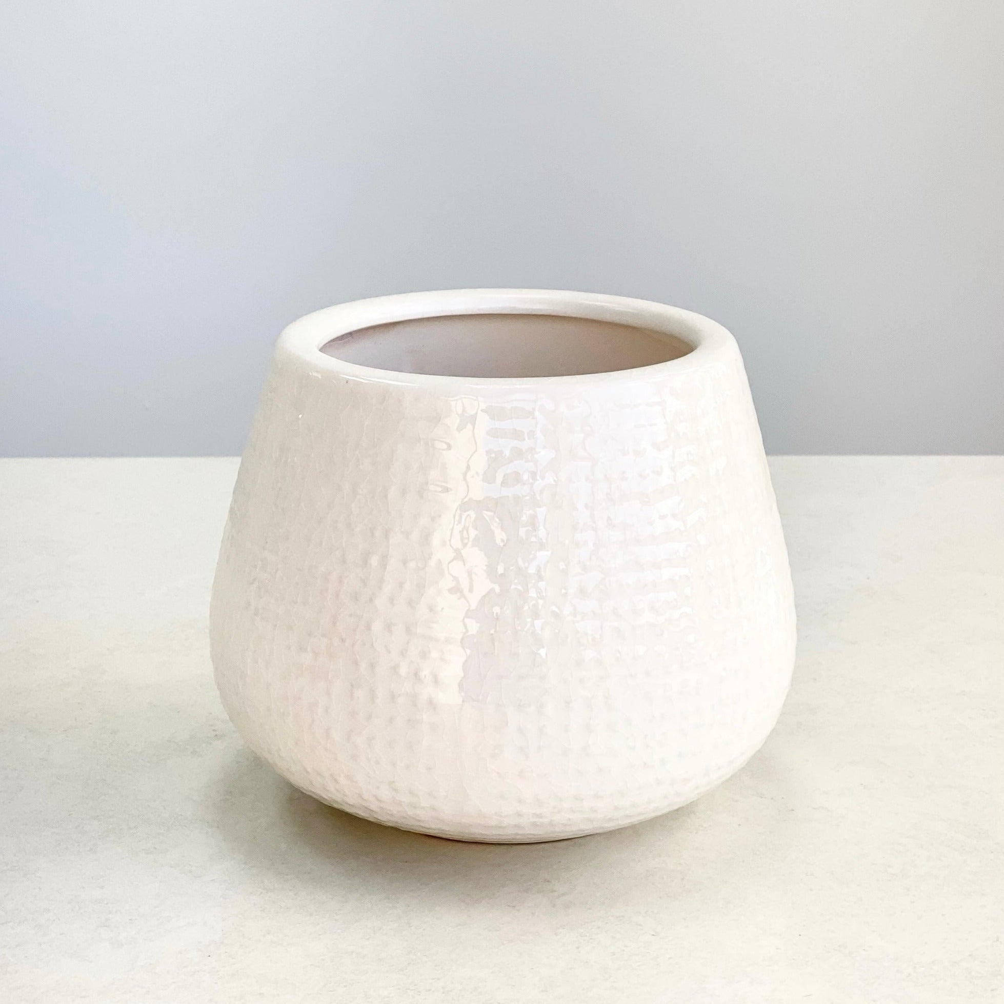 Round Wall White Ceramic Vase
