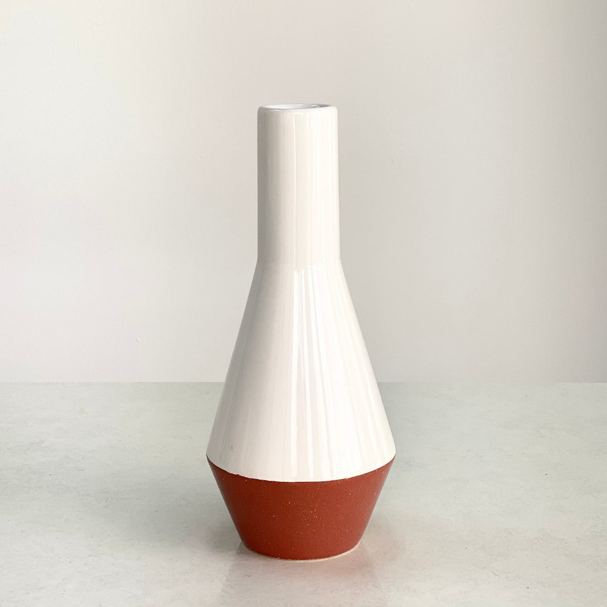 Round Curved White and Red Vase