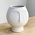 Face Design Bellied Round Ceramic Vase
