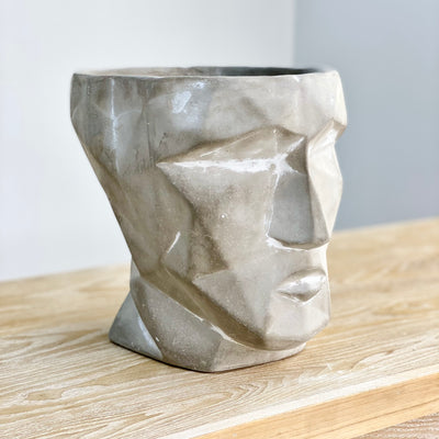 Pixelated Man's Head Cement Pot