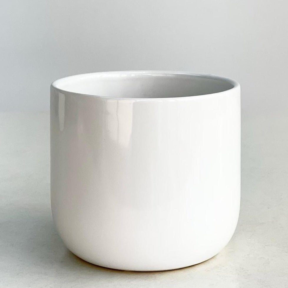 "Shine" Large White Ceramic Round Pot