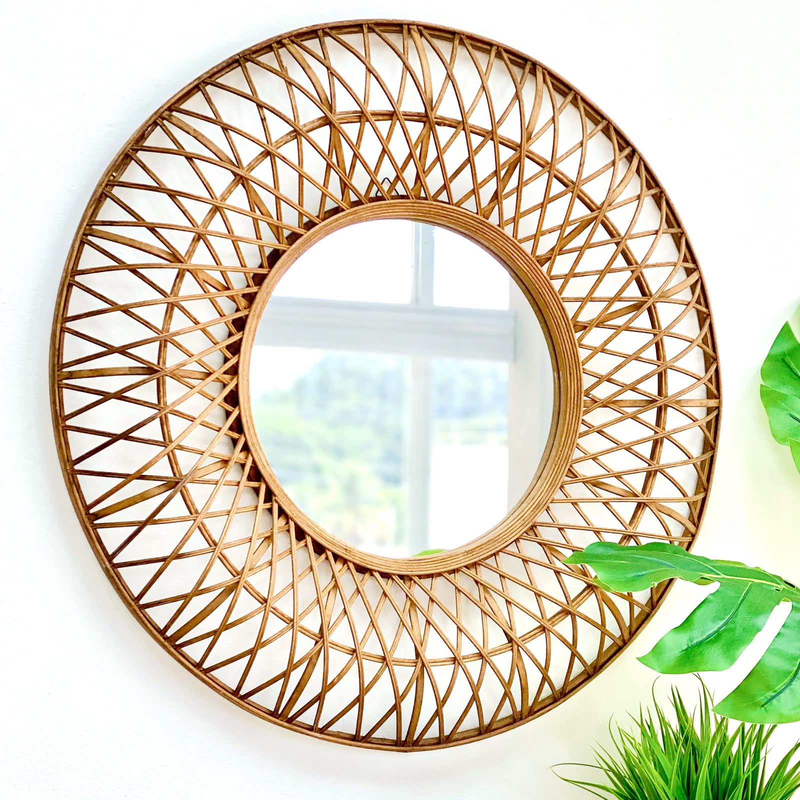 Rattan Round Mirror