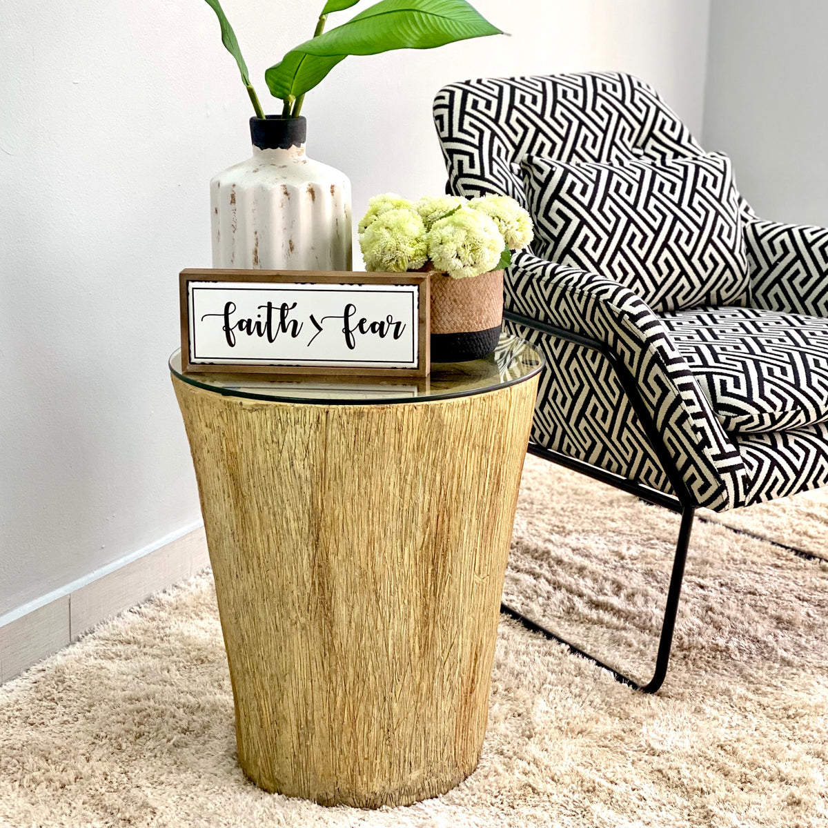 Rustic Faux Trunk Side Table