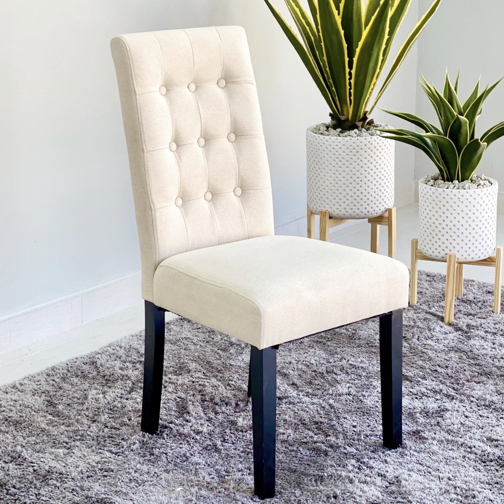 Aitor Ivory Black Legs Dining Chair