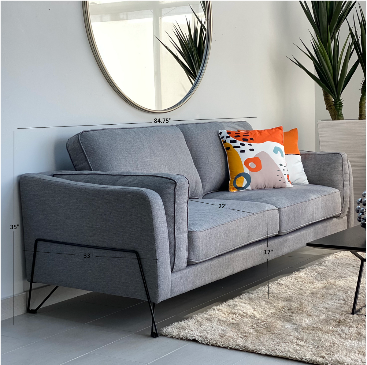 Ravdi Fabric Gray Sofa