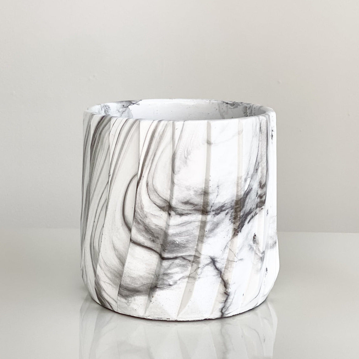 Marble Round Cement Pot Vase