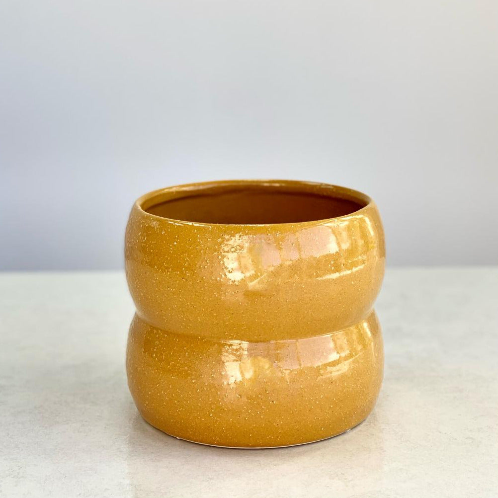 Mustard Ribbed Vase