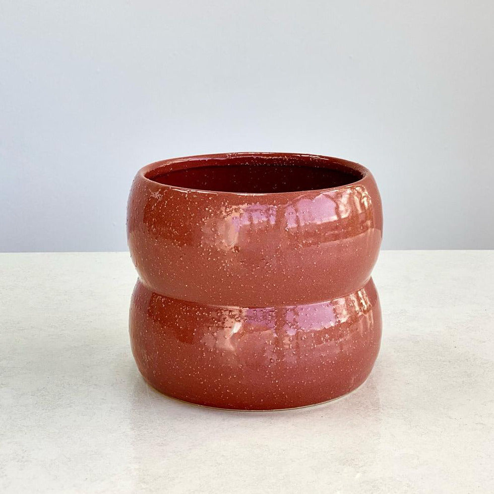 Terracotta Ribbed Vase