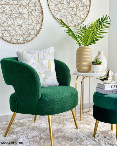 Mid-Century Green Terry Accent Chair