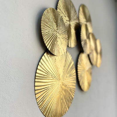 Multi Disc Golden Metal Wall Art