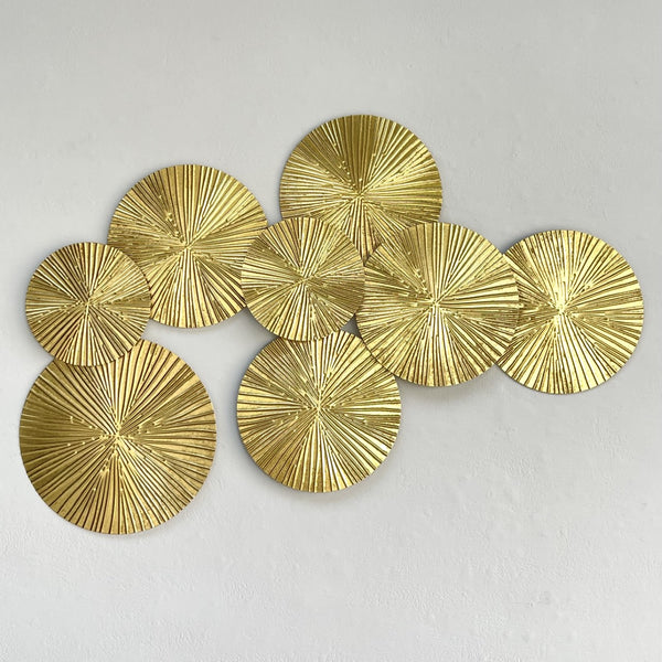 Multi Disc Golden Metal Wall Art Decora Home
