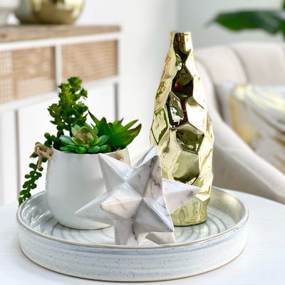 Cora Patterned Ceramic Gold Vase 10"