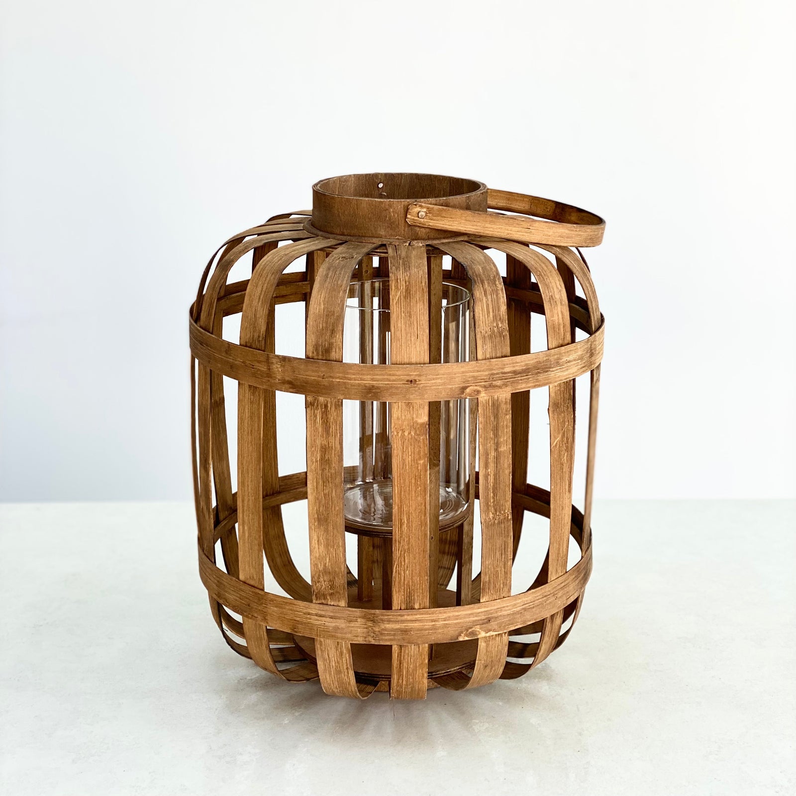Wood Round Oak Lantern