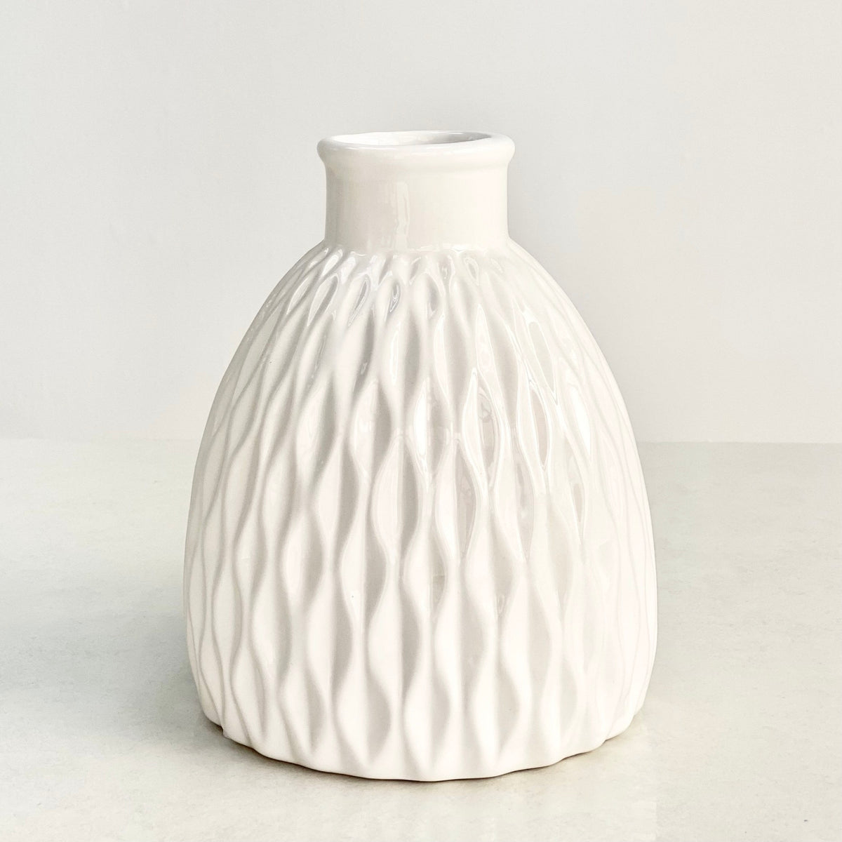 Mountain White Round Ceramic Vase