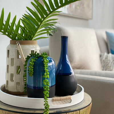 Blue Ceramic Cylinder Vase