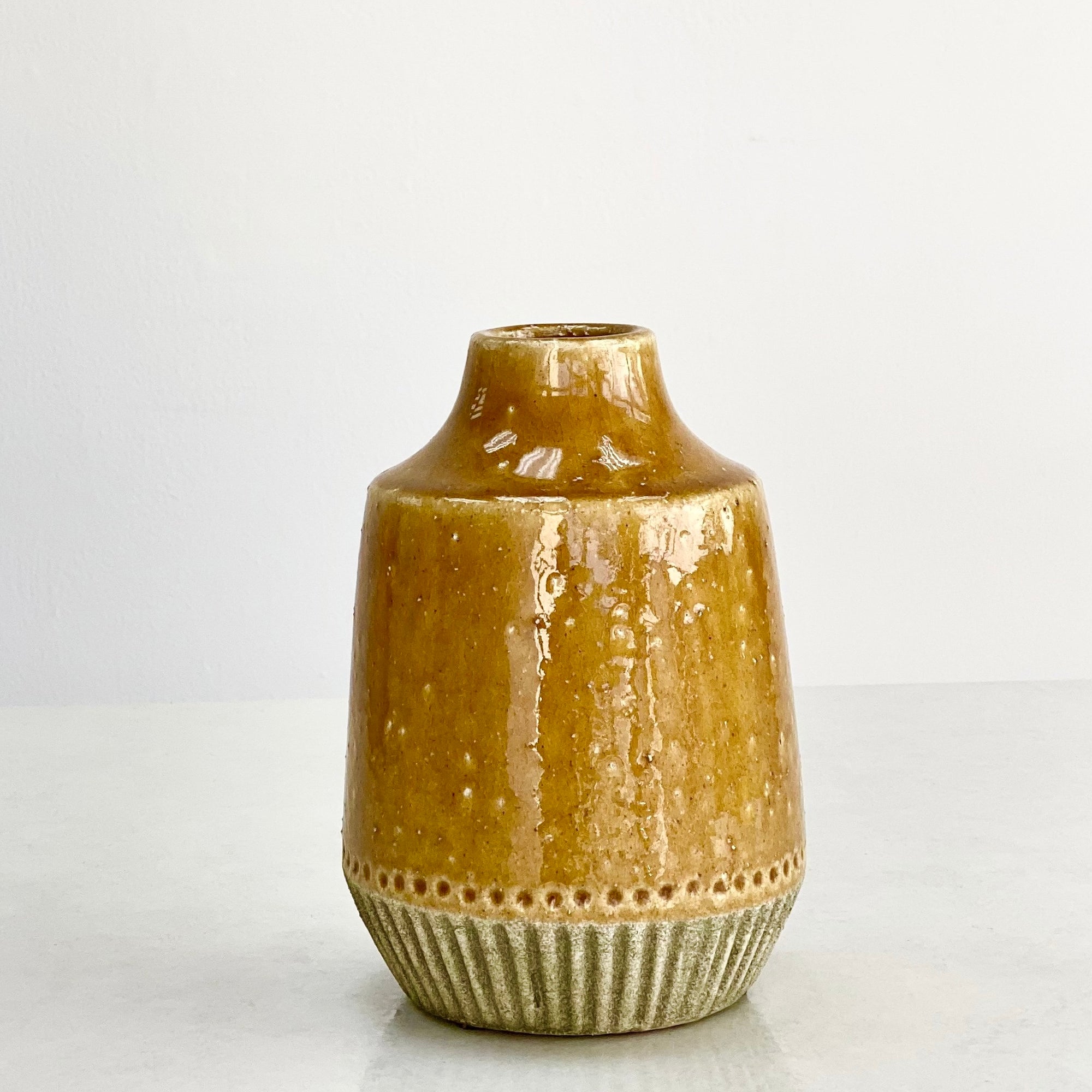 Amber Ceramic Round Small Vase