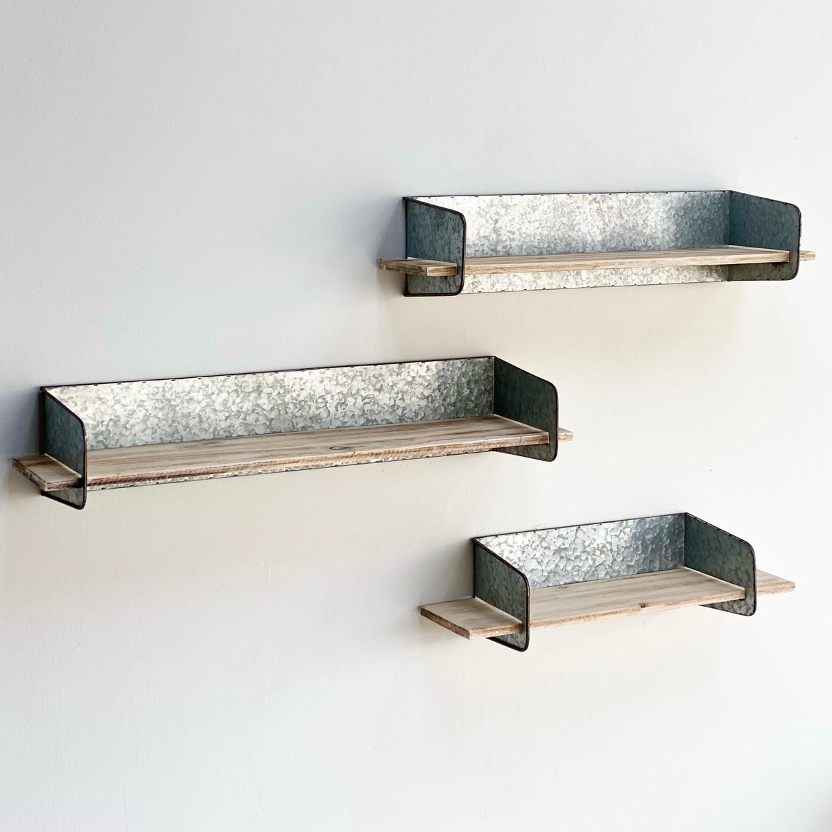 Natural Metal Shelves Set of Three