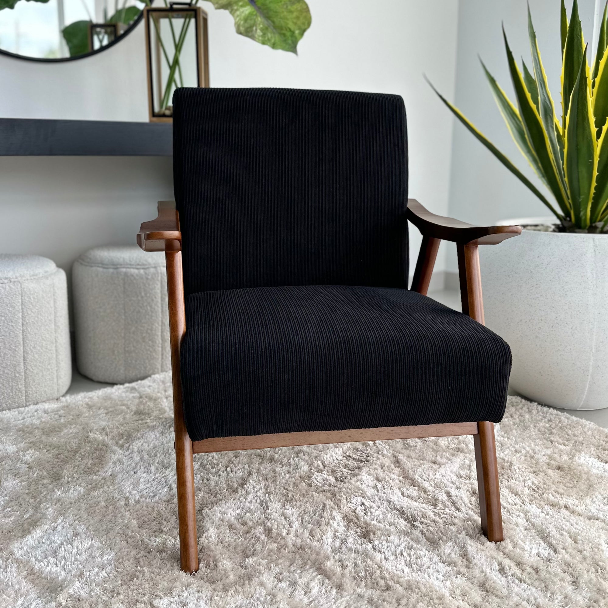 Mid Century Kai Black Arm Chair Decora Home