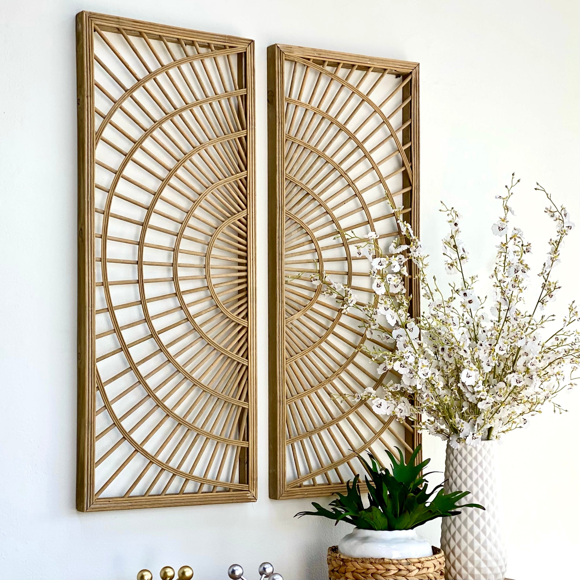 Rattan Circle Shape Wall Art Set - Decora Home
